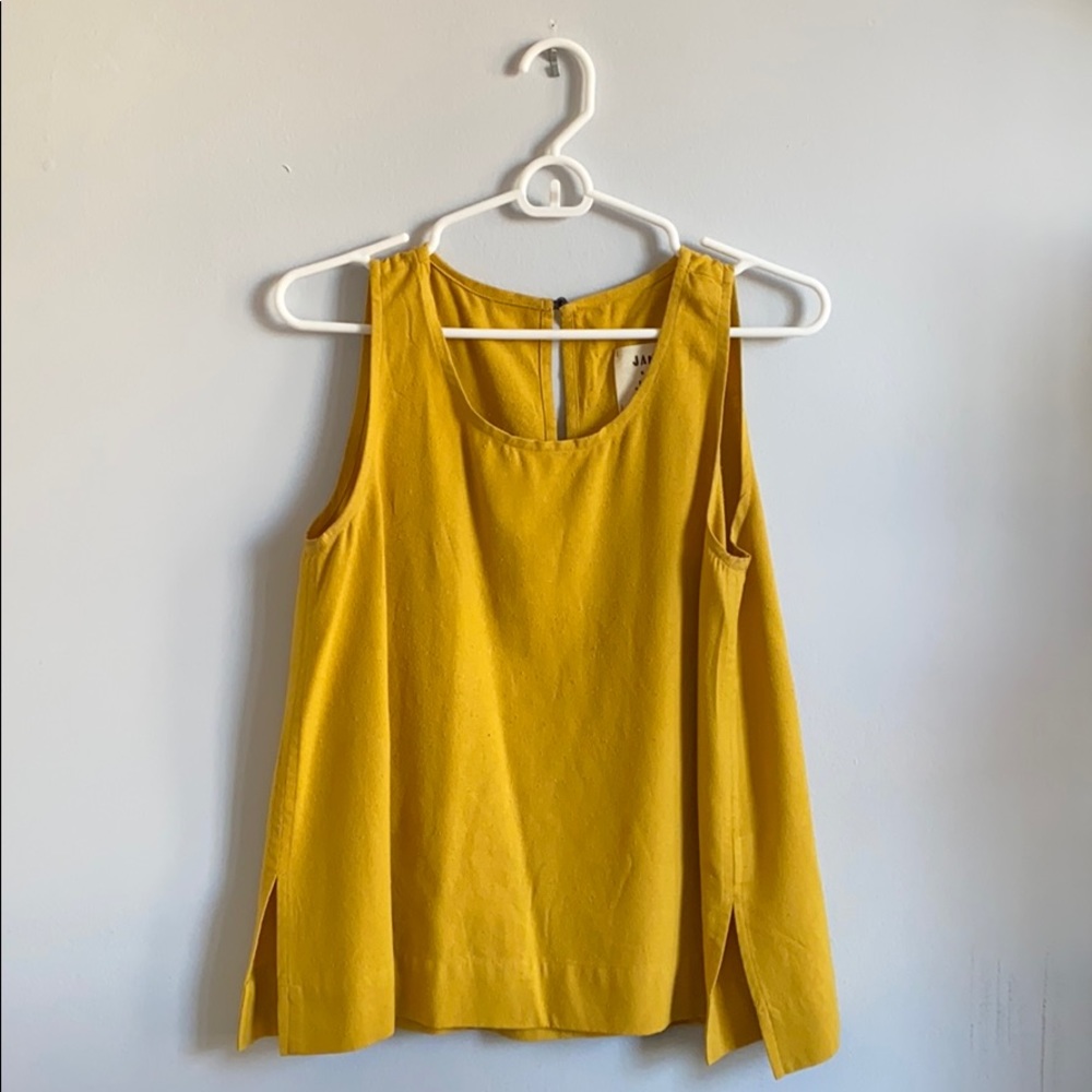 Women's Yellow Sleeveless Tank Top - Lightweight Draped Shell